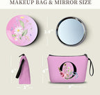 Happy Birthday Friendship Bridesmaid Team Gifts for Employees Women Mom Girl Daughter Teenage Personalized Make up Cosmetic Bag Travel with Mirror Mothers Day Christmas Graduation O