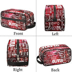 Personalized Makeup Bag with Name, Travel Cosmetic Bag for Women, Friends, Mother's Day, Bridesmaid, Bride, Wedding, Graduation, Red Galaxy Universe