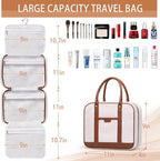 Bosidu Hanging Travel Toiletry Bag,Large Capacity Cosmetic Travel Toiletry Organizer for Women with 4 Compartments & 1 Sturdy Hook,Perfect for Travel/Daily Use/Christmas