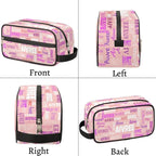 Custom Travel Toiletry Bag for Women, Large Makeup Bag, Cosmetic Bag, Comestic Essentials for Women, Light Pink Background