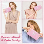 ChaoGreat Bride Gifts – Personalized Initial Makeup Bag with Pearl Rhinestone Patch, Preppy Pink Monogram Cosmetic/Toiletry Pouch, bridesmaid Gifts, Bridal Shower Gifts, Wedding Gifts, Bridal Gifts,F