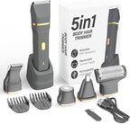 KINGTEE 5-in-1 Electric Bikini Trimmer for Women – IPX7 Waterproof Shaver, Cordless Body & Facial Razors for Women, Ceramic Blades, USB-C Rechargeable, Painless Hair Removal Kit (Light Black)