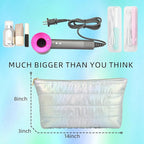 Hiroyuki Iridescent Quilted Makeup Bag, 3pcs Cute Makeup Bag Set, Large Capacity Cosmetic Organizer Travel Toiletry Pouch (plain, cyan)