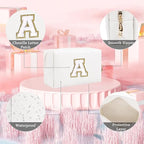 Small Personalized Letter Makeup Bag, Cute PU Leather Chenille Letters Cosmetic Bag Travel Makeup Pouch, Preppy Travel Organizer Zipper Pouch for Women&Girls（White-A）