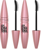 Maybelline Lash Sensational Mascara, Lengthening and Volumizing | Very Black | Washable | Full Fan Effect | Pack of 2