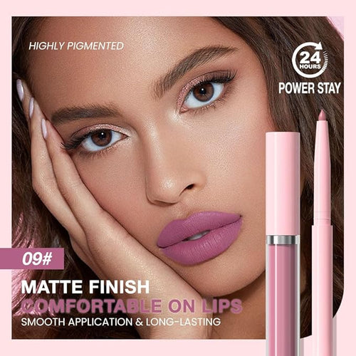 AMY'S DIARY 2pcs Matte Dark Red Lip Liner & Lipstick Makeup Set, Liquid Lipstick 24H and Lip Liner Set Matt Liquid Lips Make Up Waterproof Long Lasting (09#, 2 Pcs Set)