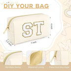 SOIDRAM 6PCS Bridesmaid Proposal Gifts Corduroy Beige makeup bag bulk for Wedding Party Favors Bachelorette party decorations Toiletry Organizer Bag Cosmetic Case Gift