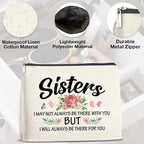Sisters Gifts Makeup Bag, Gifts for Bestie Best Friend Sister Christmas Birthday, Sisters Cosmetic Bag Zipper Makeup Pouch