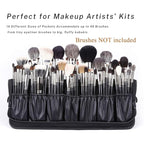 Rownyeon Professional Makeup Brushes Organizer Bag Makeup Artist Cosmetic Case Leather Handbag Black Travel Portable(Only Bag)