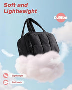Travel Toiletry Bag for Women with Hanging Hook, Water Resistant Puffy Makeup Organizer with Leak Proof Pockets for Toiletries and Cosmetics - Black (Bag Only)