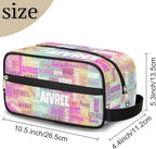 Personalized Makeup Bag with Name, Best Friends Teen Women Mom Birthday Gift Toiletry Travel Bag for Toiletries, Colorful Rainbow Glitter