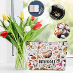4pcs Baseball Gifts Makeup Bag, Baseballs Coach Cosmetic Bag Christmas Birthday Gifts for Women Female Coach Girls Sister BFF, Baseball Stuff Sports Lover Gift Travel Toiletry Bags