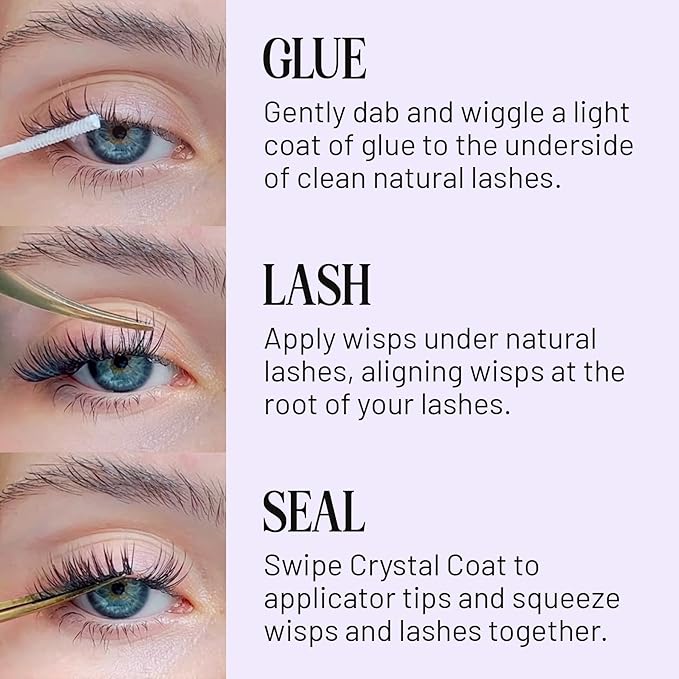 Lilac St - Originals Starter Kit - Includes Natural Faux Eyelash Clusters (10mm & 12mm), Clear Lash Glue, & Lash Applicator - Lightweight & Lifelike - Lasts 10 Days - Cruelty Free, Vegan - 20 Lashes