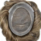 FACE MIRACLE Toupee for Men French Lace Hairpiece Human Hair Replacement System Skin PU Mens Toupee Hair Wigs for Man V-Looped Front Hair Prosthesis 6"X8" #4ASH