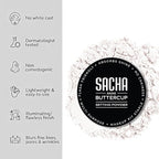 Sacha BUTTERCUP No Color Mini Setting Powder. No Ashy Flashback. Blurs Fine Lines and Pores. Loose, Translucent Face Powder to Set Makeup Foundation or Concealer. For All Skin Tones, 0.35 oz.