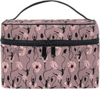Makeup Bag, Poppy Flower Dancing Girl Travel Makeup Organizer Bag Cosmetic Cases Toiletry Bags for Girl Women Ladies