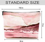 Cute Makeup Bag for Purse Canvas Waterproof Funny Cosmetic Bags for Women Zipper Travel Toiletry Pouch-Pink Marble Makeup Bags