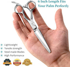 JASON Professional Hair Scissors Sword Blade Barber Scissor 6.0" Razor Edge Hair Cutting Shears Japanese Stainless Steel for Salon Home Kid Men Women