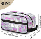 Personalized Travel Cosmetic Bag Waterproof Makeup Bags, Custom Name Organizer Case Toiletries Container Bag Silver Glitters