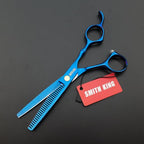 6.0 Inches Professional hair cutting thinning scissors set with razor (Blue)