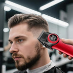 VGR 001 & 977 Professional Hair Clippers for Men, Cordless Barber Clippers and Zero Gap Trimmers Set, DLC Coating Blade Hair Cutting Kit with LED Display, USB Rechargeable Barber Set(Red)