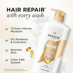 Pantene Conditioner, Daily Moisture Renewal - Pro-V Nutrients for Dry, Color-Treated, Straight to Curly Hair, 72-Hour Hydration & Softness, Paraben Free, Cleanses, Strengthens Bonds, 25.1 Fl Oz