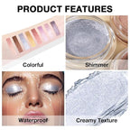 Cream Glitter Grey Blue Shimmer Metallic Eyeshadow Palette Makeup, Natural Single Mini Instant Holographic Eyeshadow For Women, Sombras Crema Para Ojos, Talc, Paraben & Cruelty Free