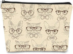 Retro Hipster Cats Makeup Bag,Cute Hand Drawn Kitty Cats Cosmetic Bag Best Gift Idea for Cat Lovers Teen Girls Women,Birthday Christmas Valentine's Day Gifts for Cat Moms Teen Girls Daughter Sister