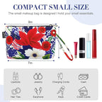 Gloppie Small Makeup Bag for Purse Portable Cosmetic Bag Aesthetic Floral Makeup Pouch Wristlet Pouch for Women Big Red Flower