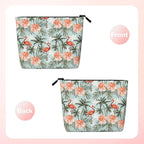 MOLAIGIN Hawaiian Flamingo Palm Trees Cosmetic Bag For Women, Travel Makeup Bag, Toiletry Zipper Bag, Large Capacity Aesthetic Cases