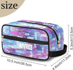 Personalized Travel Cosmetic Bag Waterproof Makeup Bags, Custom Name Purple Blue Galaxy Organizer Case Toiletries Container Bag