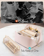 Vlando Makeup Bag,Large Capacity Toiletry Bag for Women Waterproof Portable Make up Pouch PU Leather Open Flat Cosmetic Bag(Light Pink)
