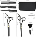 Hair Cutting Scissors Kit,11 Pcs Professional Haircut Scissors Kit with Cutting Scissors,Thinning Scissors, Comb, Cape, Clips,for Barber Shop, Salon, Home