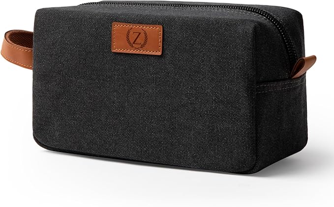 Janhavi Waterproof Makeup Bag Organizer,Groomsmen Gifts,Travel Bag Canvas Laser Engraved Initials & Wheat Ear, Men's Accessories Storage, Travel Bags for Men, Travel Essentials (Dark Grey Z)