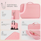 15''X11'' Large Capacity Makeup Bag with LED Mirror, Professional Makeup Case Organizer with 3 Color Light Adjustable Brightness, Travel Make up Cosmetic Case with Detachable Dividers & Shoulder Strap