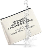 Friendship Gifts Makeup Bag, Funny Gifts for Women Friends, Best Friend Bestie Gifts Foundations of Friendship Zipper Makeup Pouch