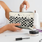 Funny Gothic Skeleton Makeup Bag - Halloween & Witchy Pouch for Women - Dark Academia & Horror Design (White)
