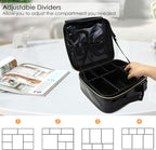 Travel Makeup Bag Makeup Cosmetic Train Case Organizer Portable Storage Bag with Adjustable Dividers for Cosmetics Makeup Brushes Toiletry Jewelry Black Crocodile Pattern