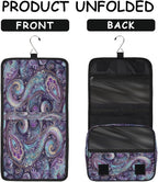 Travel Toiletry Bag for Women & Men Ethnic Purple Paisley Hanging Cosmetic Organizer Portable Waterproof Makeup Case Make Up Bag with Compartments Travel Essentials for Bathroom Shower