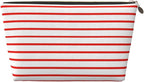 Womens Leather Makeup Bag Cosmetic Bag Travel Toiletry Bags Make Up Bags for Women Adult (White Red Line 2)