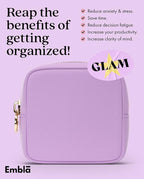 Embla Makeup Bag Travel Cosmetics Pouch and Toiletry Bag, Nylon Zipper Pouch Purse, Cute Make Up Organizer Storage Tote for Women Girls, Waterproof Travel Skincare Case, Small Makeup Bags,Grape
