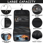 Travel Toiletry Bag for Women & Men Space Water Fire Hanging Cosmetic Organizer Portable Waterproof Makeup Case Make Up Bag with Compartments Travel Essentials for Bathroom Shower