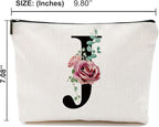 Initial A-Z Personalized Letter Makeup Bag, Monogrammed Bridesmaid Gifts/Presents Cosmetic Bag, Portable Stationery Storage Organizer Pouch, Friendship Love Travel Makeup Bags
