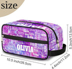 Custom Travel Cosmetic Bag with Name, Personalized Large Capacity Weekend Toiletry Bag Portable Bathroom Makeup Organizer, Watercolor Purple Galaxy