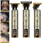 Men's T-Blade Hair Clippers, Waterproof & Low Noise, Professional Hair Trimmer, USB Quick Charge & LED Display, Ergonomic All Metal Design