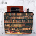 Vintage Library Bookshelf Makeup Bag for Purse, Travel Toiletry Pouch, Cosmetic Organizer, Old Books Pattern Flax Pencil Case for Men and Women