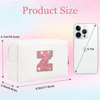 Glitter Initial Letter Makeup Bag, Small Personalized Sequins Letters PU Leather Cosmetic Bag Portable Waterproof Makeup Zipper Pouch, Shine Handbag Organizer Travel Bag Gifts for Women&Girls(White-Z)
