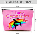 Cute Makeup Bag for Purse Canvas Waterproof Funny Cosmetic Bags for Women Zipper Travel Toiletry Pouch-I Love Gymnastics Makeup Bags-Pink
