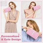 ChaoGreat Bride Gifts – Personalized Initial Makeup Bag with Pearl Rhinestone Patch, Preppy Pink Monogram Cosmetic/Toiletry Pouch, bridesmaid Gifts, Bridal Shower Gifts, Wedding Gifts, Bridal Gifts,I