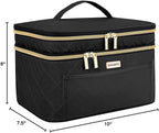 8.8L Double Layer Travel Makeup Bag Women, Large Cosmetic Case, Organizer for Travel-Size Accessories Bottles, Brushes, and Skin Care Products, Black 2.33 GAL